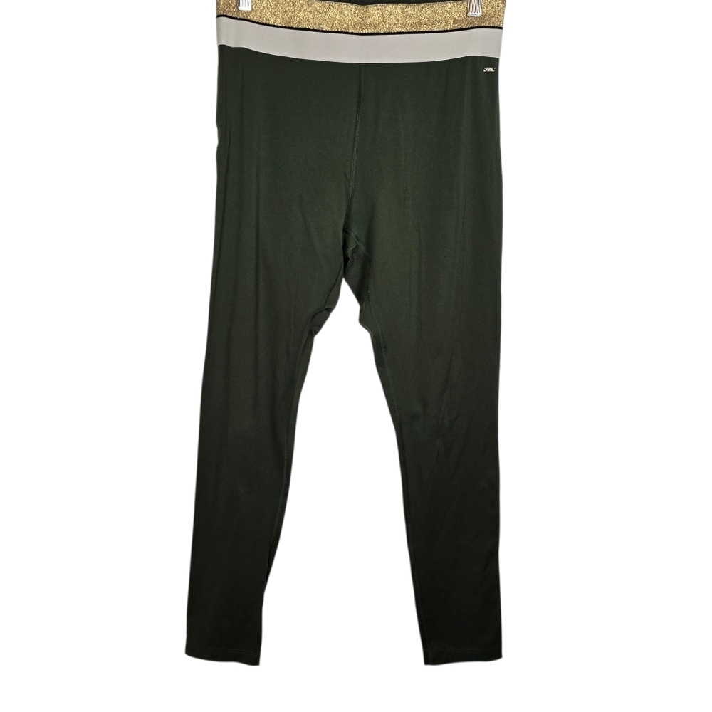 Victoria Secret Pink Active Olive Green Leggings With Glitter Waistband Size L